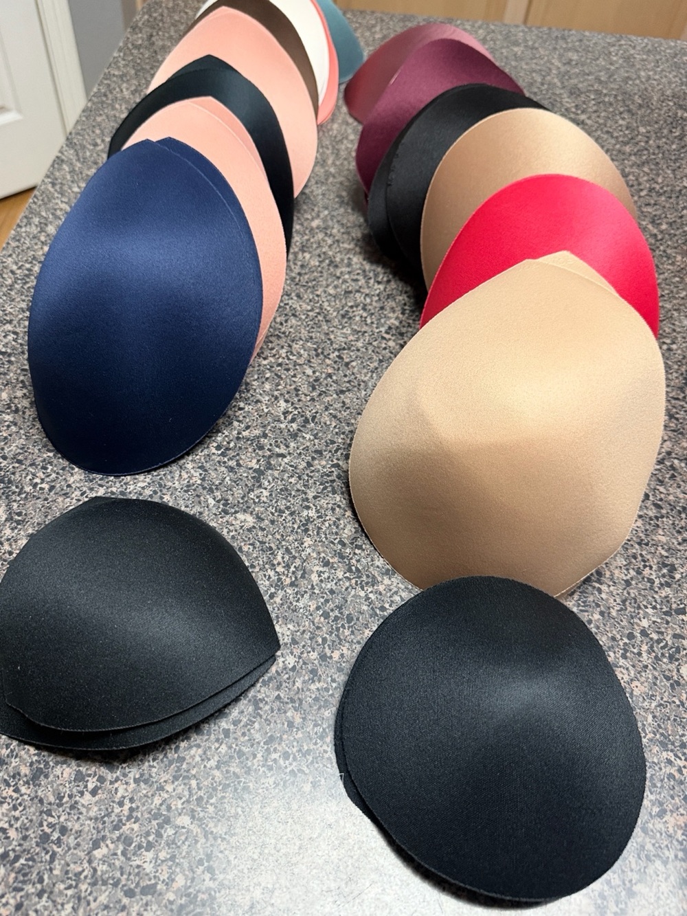 Removable Bra Inserts - Black, Nude, Navy, Pink, Red - Lot of 17 sets